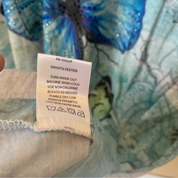 Indigo Soul Blue Embellished Butterfly T-shirt Top Size 2XL - Picture 4 of 11